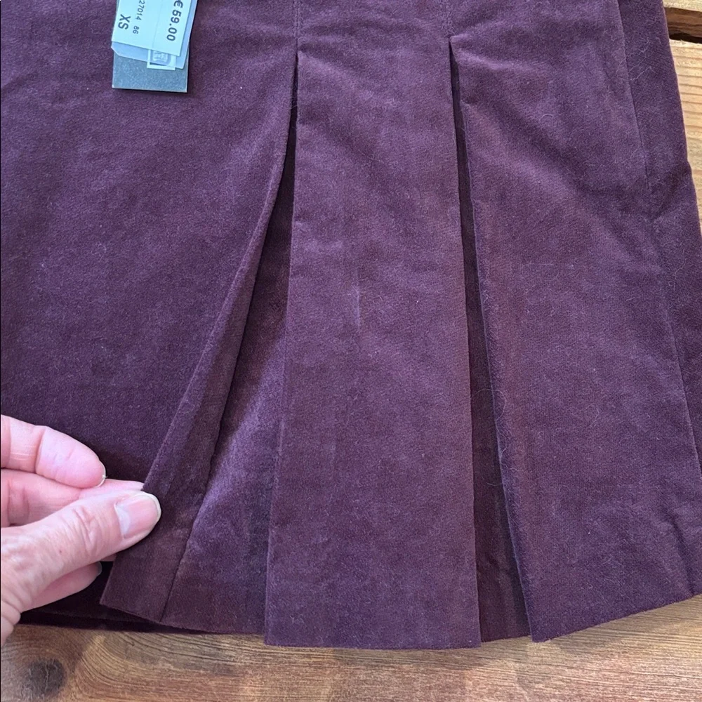 New! IKKS France 12 Purple Brushed Cotton Pleated Skirt